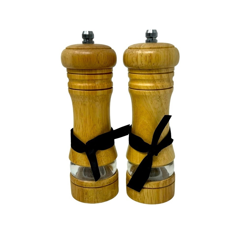 One Set of Wood 6” Salt and Pepper Mills